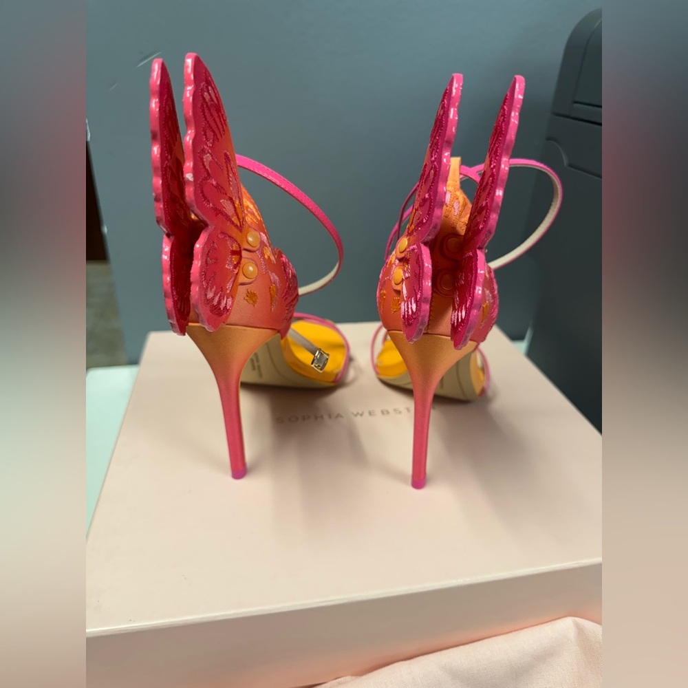 Sophia Webster Vibrant Pink and Yellow Heels - Picture 7 of 13